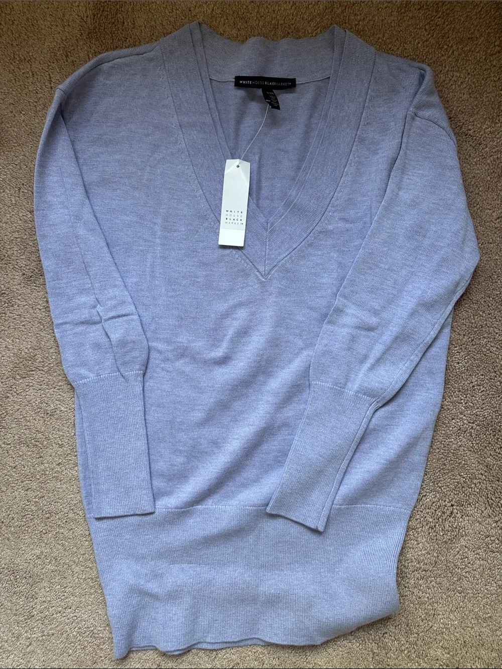 White House Black Market V-Neck Knit Tunic Sweater - Picture 5 of 5